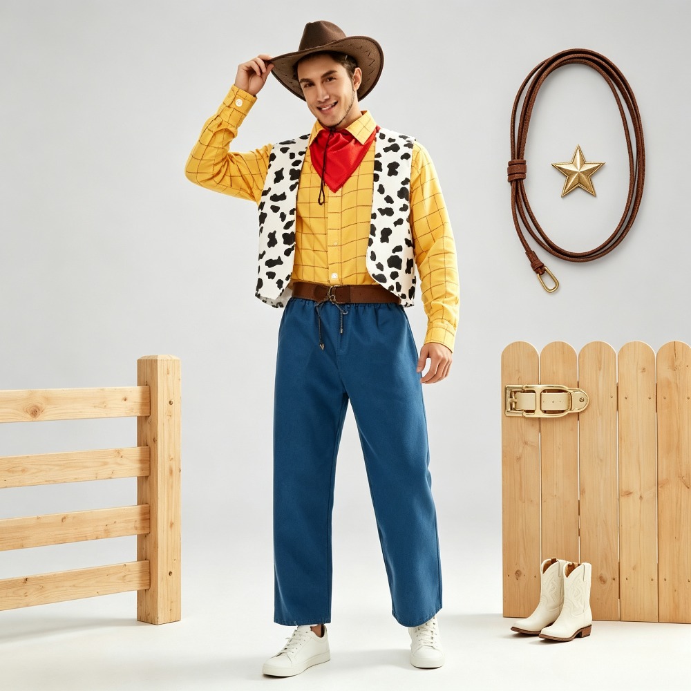 Vintage Fashion Outfits Men - ヴィンテージウエスタンカウボーイマッチング衣装ユニセックス大人男性女性ファッションハロウィンコスプレ衣装ボールステージコスプレパーティー用