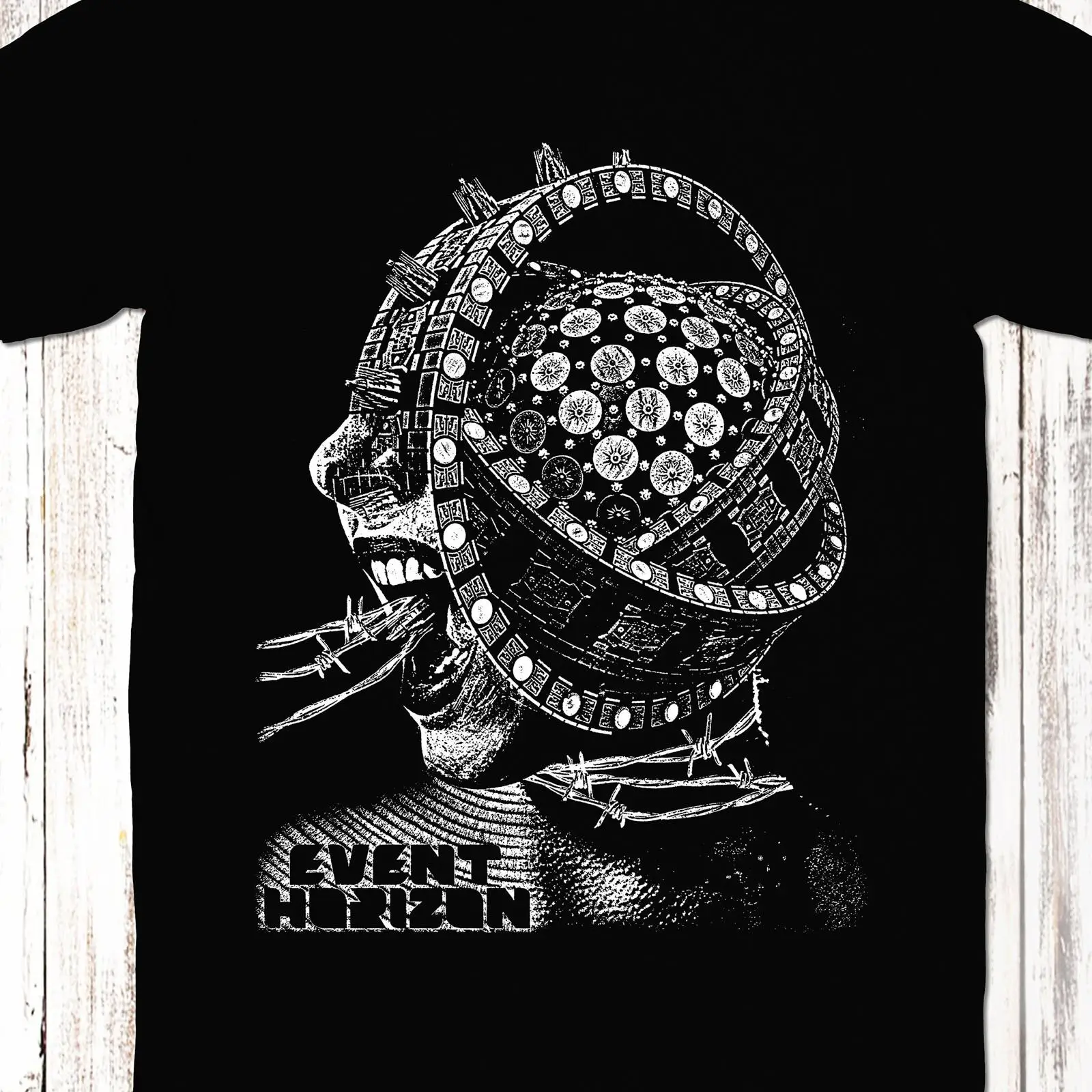 Vintage Fashion Events - イベントホライズン 1997 Tシャツ SF ホラー映画ヴィンテージウォッシュドファッションデザイナー服ソフトトップ日常着用