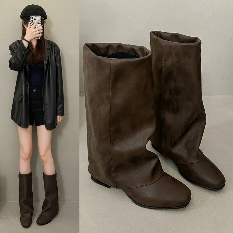 Vintage Fashion In 2026 - 2026年ニュースクエアヘッドヴィンテージファッションブーツ（レディース）、ルーズスリーブブーツ、万能スリムミッドカーフショートブーツ（レディース）