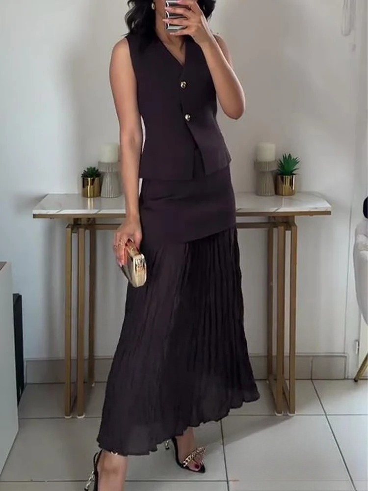 Vintage Fashion In 2025 - KONDALA ヴィンテージシック レディース ニットスーツ Vネック ノースリーブトップ