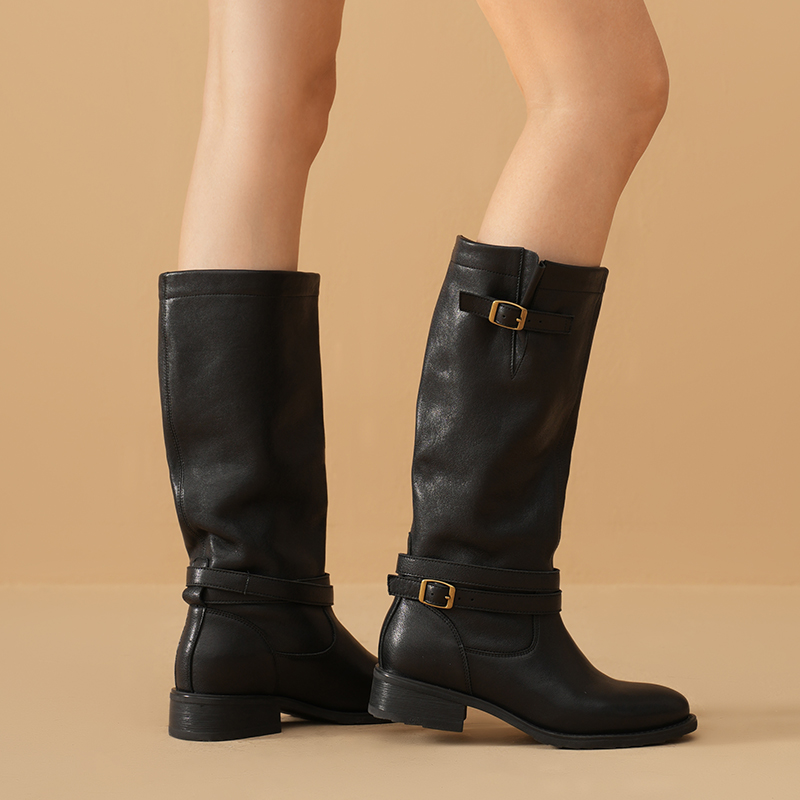 BEAUTODAY ロングブーツ女性シープスキンレザーラウン - Vintage Fashion Heels のレビューと価格