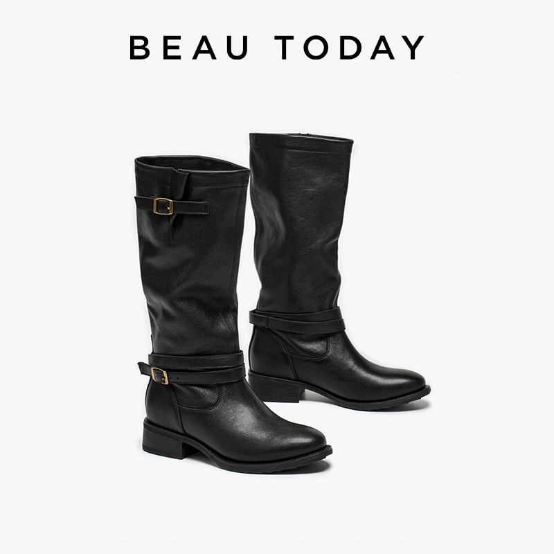 BEAUTODAY ロングブーツ女性シープスキンレザーラウン - Vintage Fashion Heels のレビューと価格