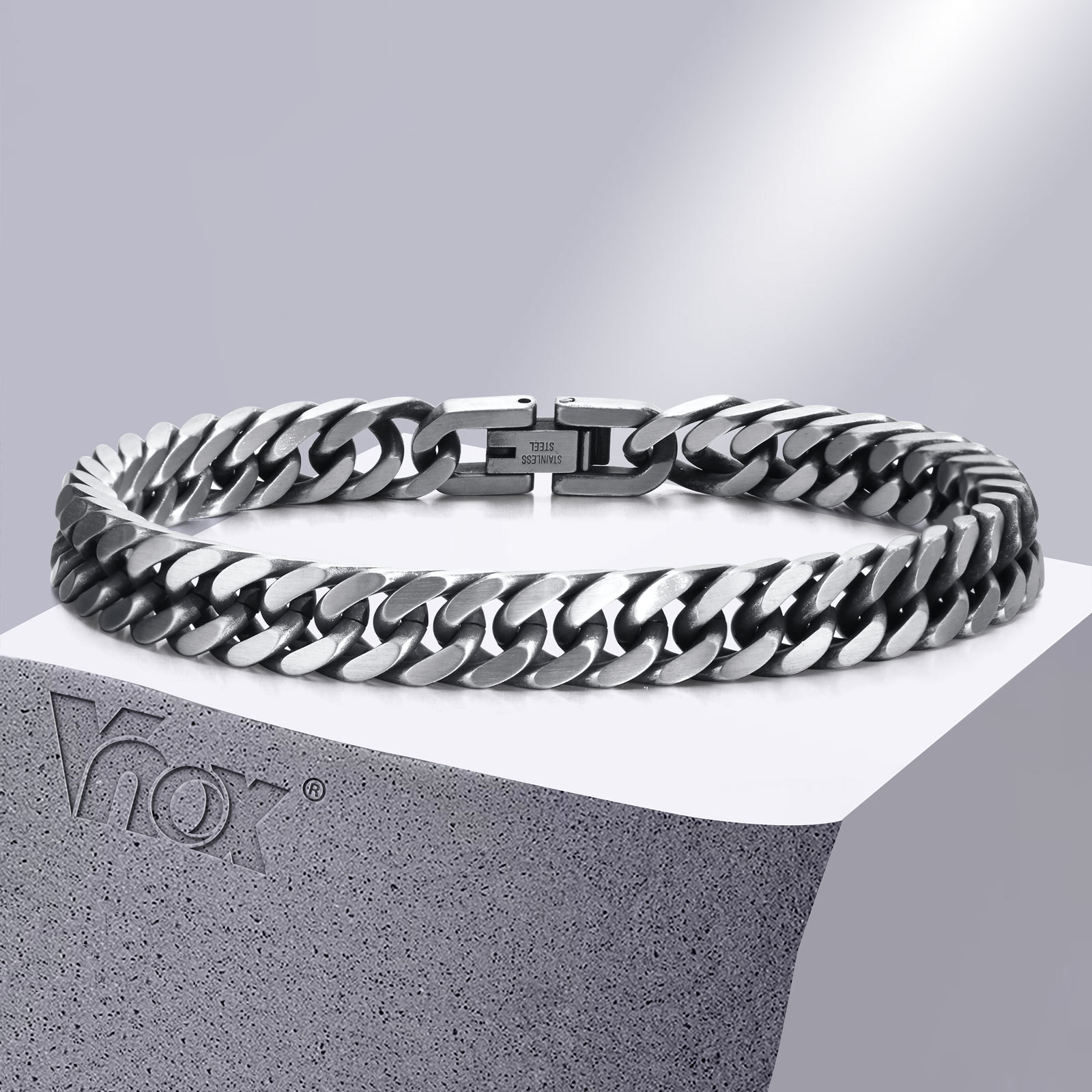 Vnox 分厚いレトロキューバチェーンブレスレット男性用、ヴ - Vintage Fashion Outfits Men のレビューと価格