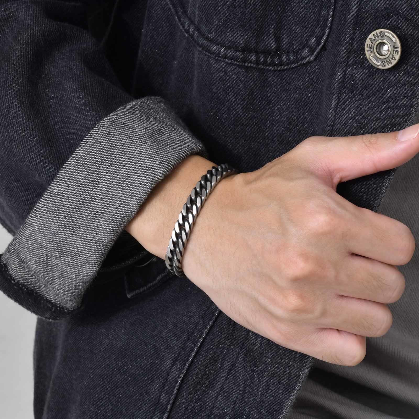 Vnox 分厚いレトロキューバチェーンブレスレット男性用、ヴ - Vintage Fashion Outfits Men のレビューと価格