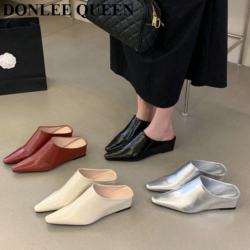 女性ファッションクローズトゥミュールスリッパ女性スクエアトゥ - Vintage Fashion Heels のレビューと価格
