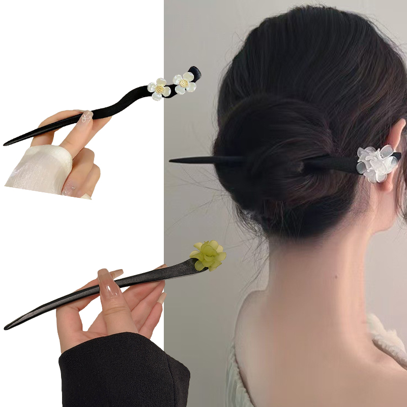 ヴィンテージ中国風の木製花ヘアスティックパールヘアピンジュエ - Vintage Fashion Words のレビューと価格