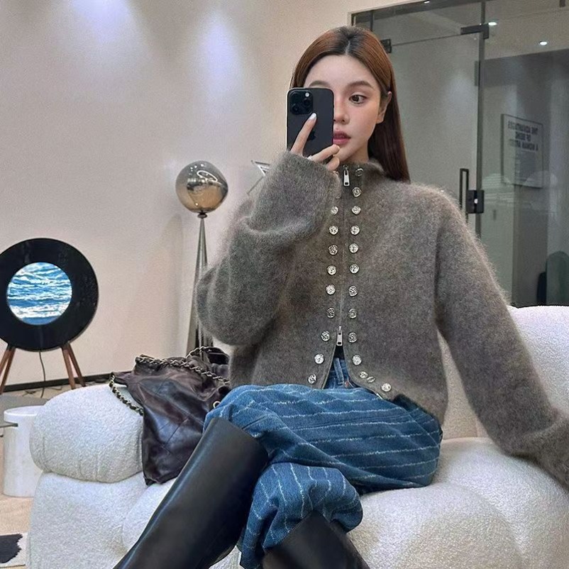 女性用長袖タートルネックセーター,ニットセーター,古着,キュ - Crop Cardigan Vintage のレビューと価格