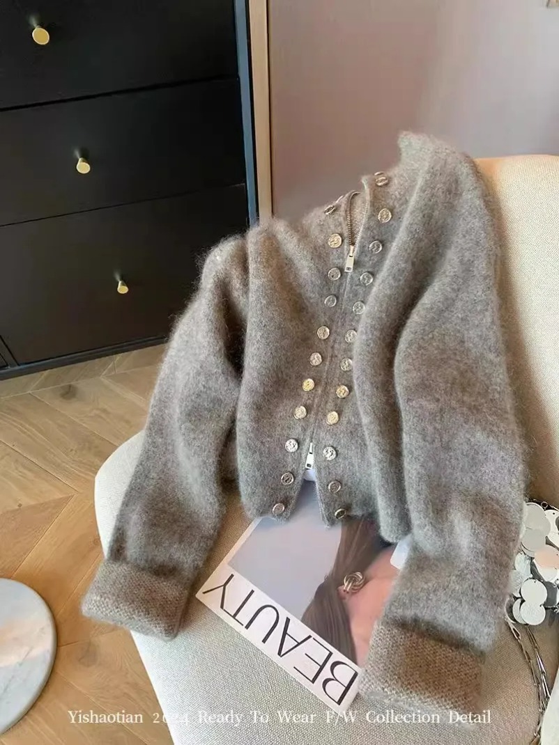 女性用長袖タートルネックセーター,ニットセーター,古着,キュ - Crop Cardigan Vintage のレビューと価格