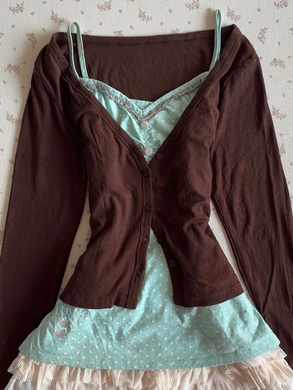 ヴィンテージY2Kコケットキャミソールドレスセット レディー - Crop Cardigan Vintage のレビューと価格
